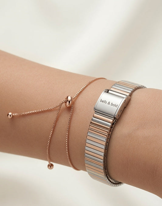 Bells & Bold Rainbow (Silver with Rose Gold Band)